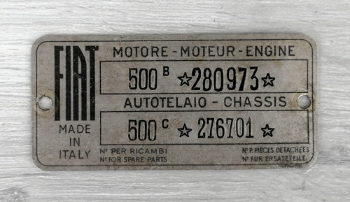 Fiat 500 targhetta in - targhetta,